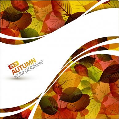 autumn background template elegant classical leaves dynamic curves