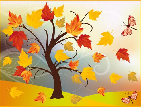autumn of tree design vector ser