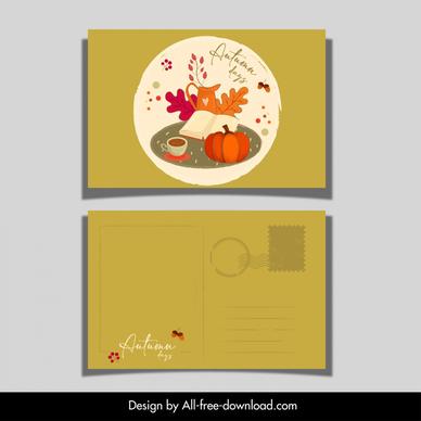 autumn postcard template classical coffee pumpkin nature elements