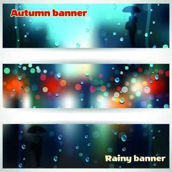 autumn rain banner vector