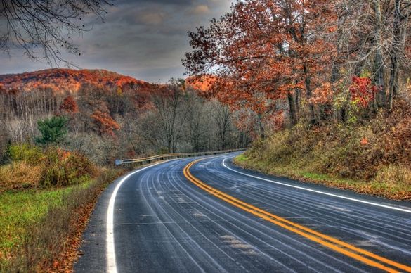 autumn road at wildcat mountain state park wisconsin