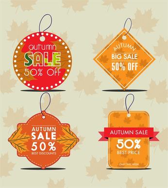 autumn sale tags collection leaves background design