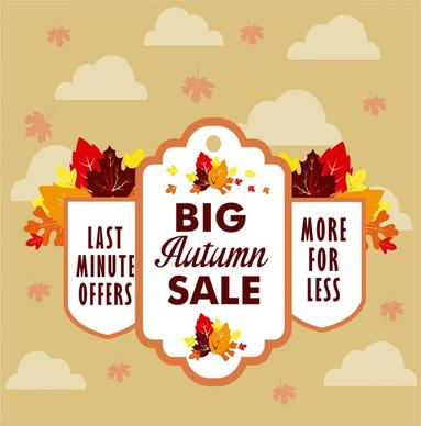 autumn sales banner falling leaves design style