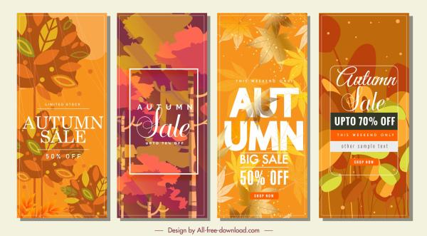autumn sales banners vertical design colorful leaves decor