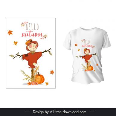 autumn t shirt template scarecrow leaves pumpkin decor