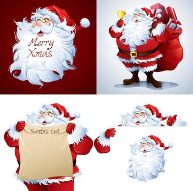 christmas background templates cute santa claus icons