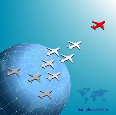 aviation advertising airplanes globe icons blue design
