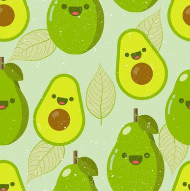 avocado fruit background flat green design stylized icons