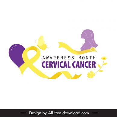 awareness month cervical cancer template elegant silhouette lady ribbon nature elements decor