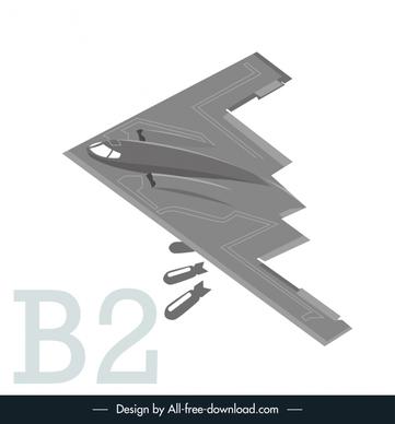b2 bomber aircraft icon 3d modern sketch