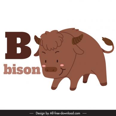 b text education design element handdrawn cartoon bison sketch