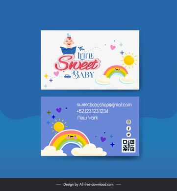 baby care business card template cute baby rainbow clouds