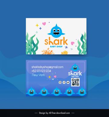 baby care business card template cute cartoon sharks sketch