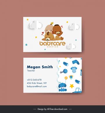baby care business card template cute kids toys elements