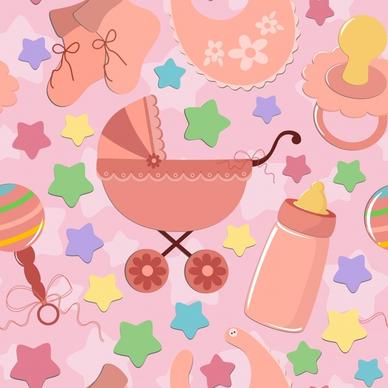 baby shower background stuffs icons flat paper cut