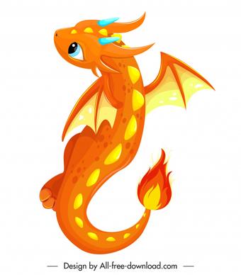 baby dragon icon orange decor cute cartoon character