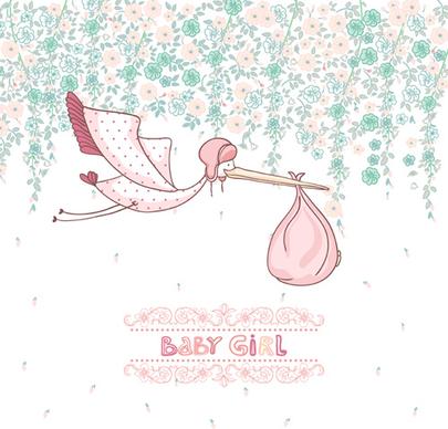 baby girl cute card vector