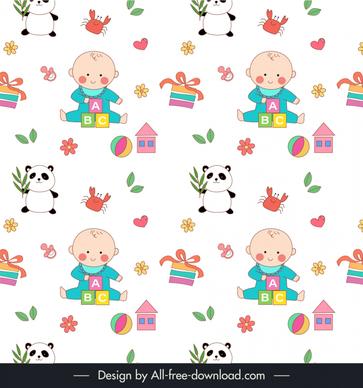 baby seamless pattern template cute kid toys elements