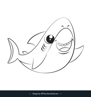 baby shark icon dynamic flat handdrawn cartoon outline 