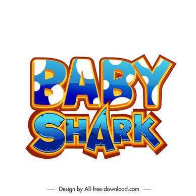 baby shark label typography template flat modern texts decor