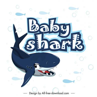 baby shark poster typography template 3d design texts decor