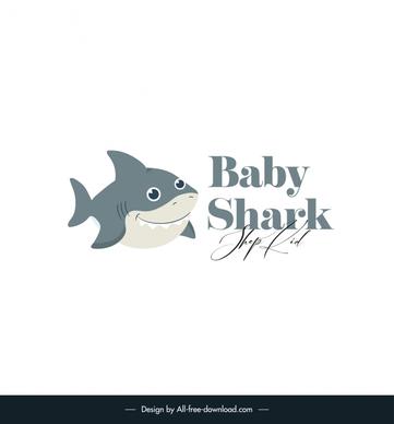 baby shark shop kid logo template cute cartoon design 