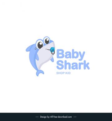 baby shark shop kid logotype cute stylized cartoon outline 