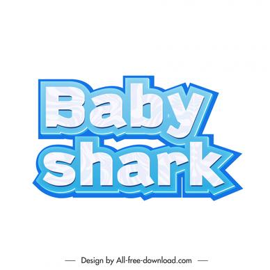 baby shark sticker  typography modern flat texts papercut design