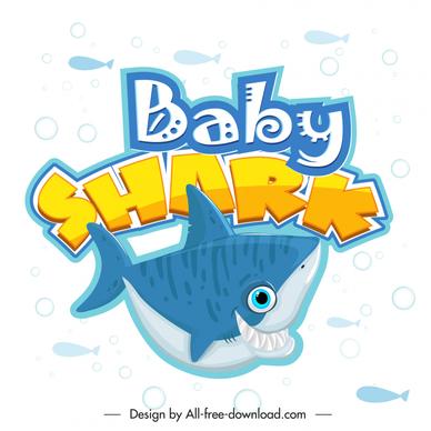 baby shark typography template flat texts decor