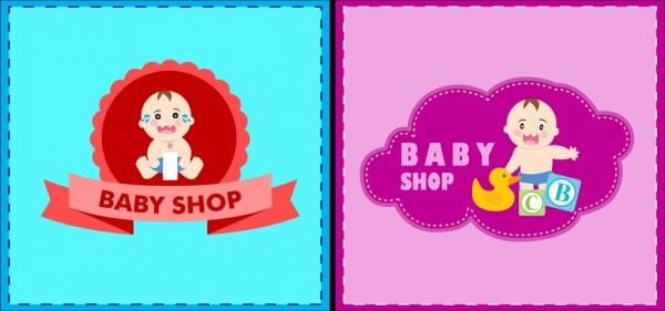baby shop logotypes cute kid icon