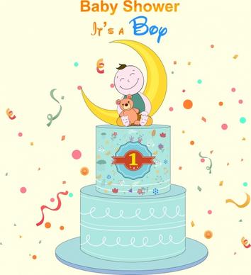baby shower banner birthday cake boy icons decor