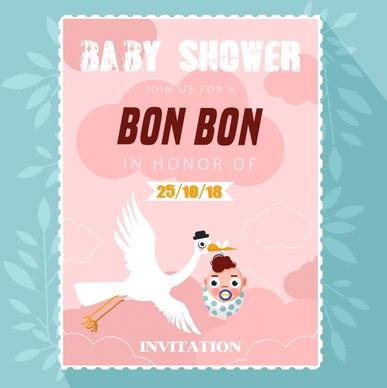baby shower card background kid icon pink decor