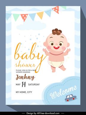 baby shower invitation card template cute baby kid ribbon 
