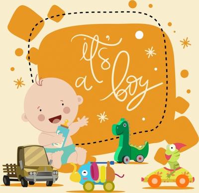 baby shower poster kid toy icons cartoon design