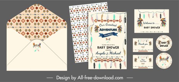 baby shower template colorful tribal elements decor