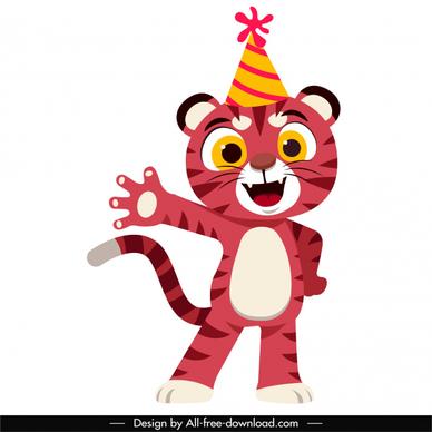 baby tiger icon cute stylized cartoon design