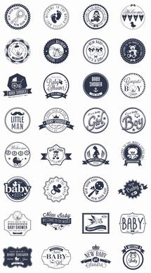 baby vintage badge with labels vector