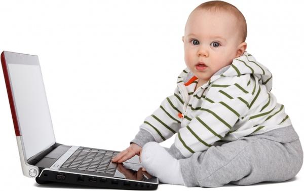 baby with a laptop