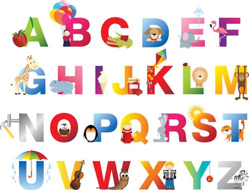 baby with animal alphabet vector