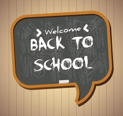 back to school background with text on chalkboard