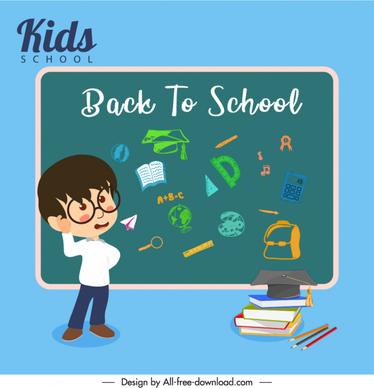 back to school banner chalkboard pupil educational elements