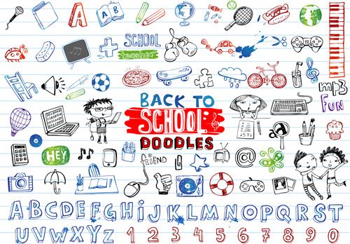 back to school doodles vector illustration