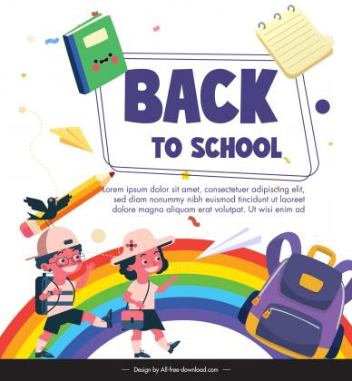 back to school poster template cute dynamic cartoon