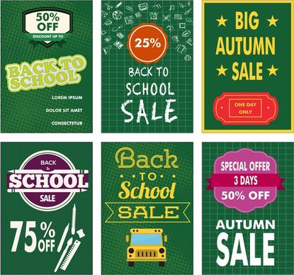 back to school sale banners design with green