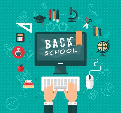 back to school vector illustration with study tools