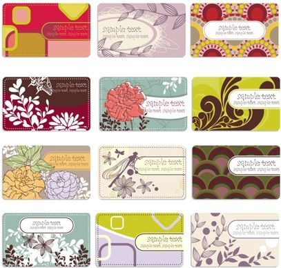 background elegant flower pattern cards 01 vector
