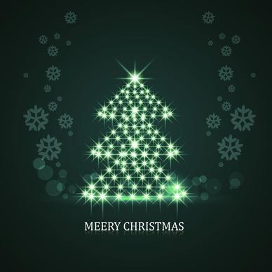 background for shiny stars christmas tree reflection colorful illustration vector