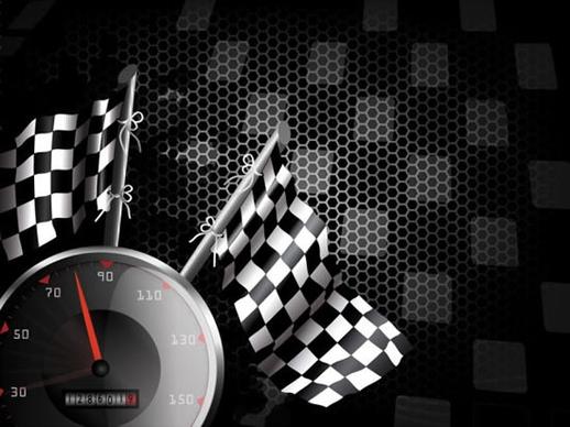 racing banner template modern dark flags speedometer decor