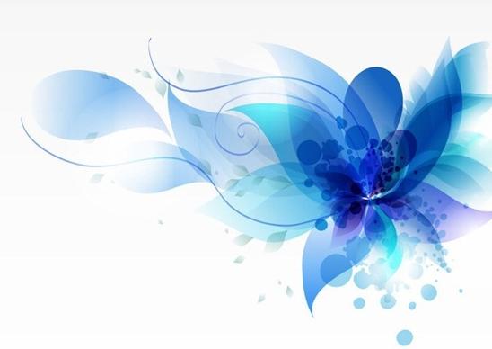 flower background blue curves decoration sparkling design