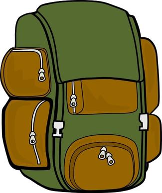 Backpack Green Brown clip art